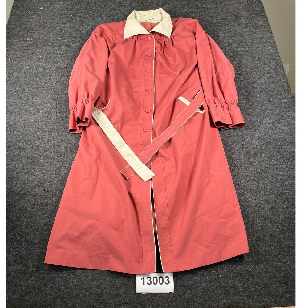 Rain Shedder Trench Coat Womens XL Pink Excellent Vintage Ken Meritt Belted